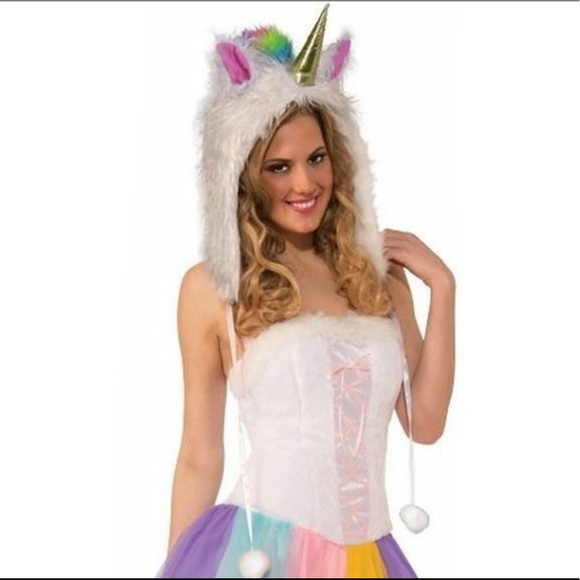 Other - Unicorn hood with furry rainbow accents